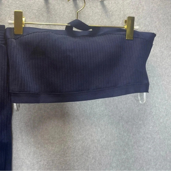 Lulu’s  Dance Hall Sexy Navy Blue One Shoukder Two Piece Body Con Midi Set - Picture 9 of 11